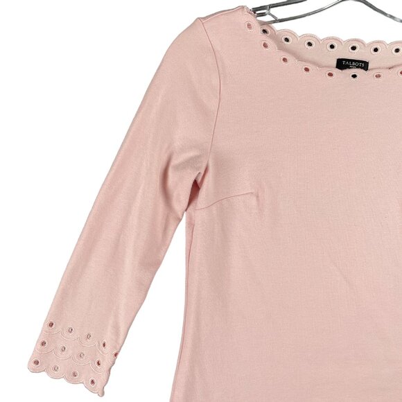 Talbots Top Womens P/S Eyelet Embroidery Office Capsule Everyday Minimal Staple - Picture 3 of 9
